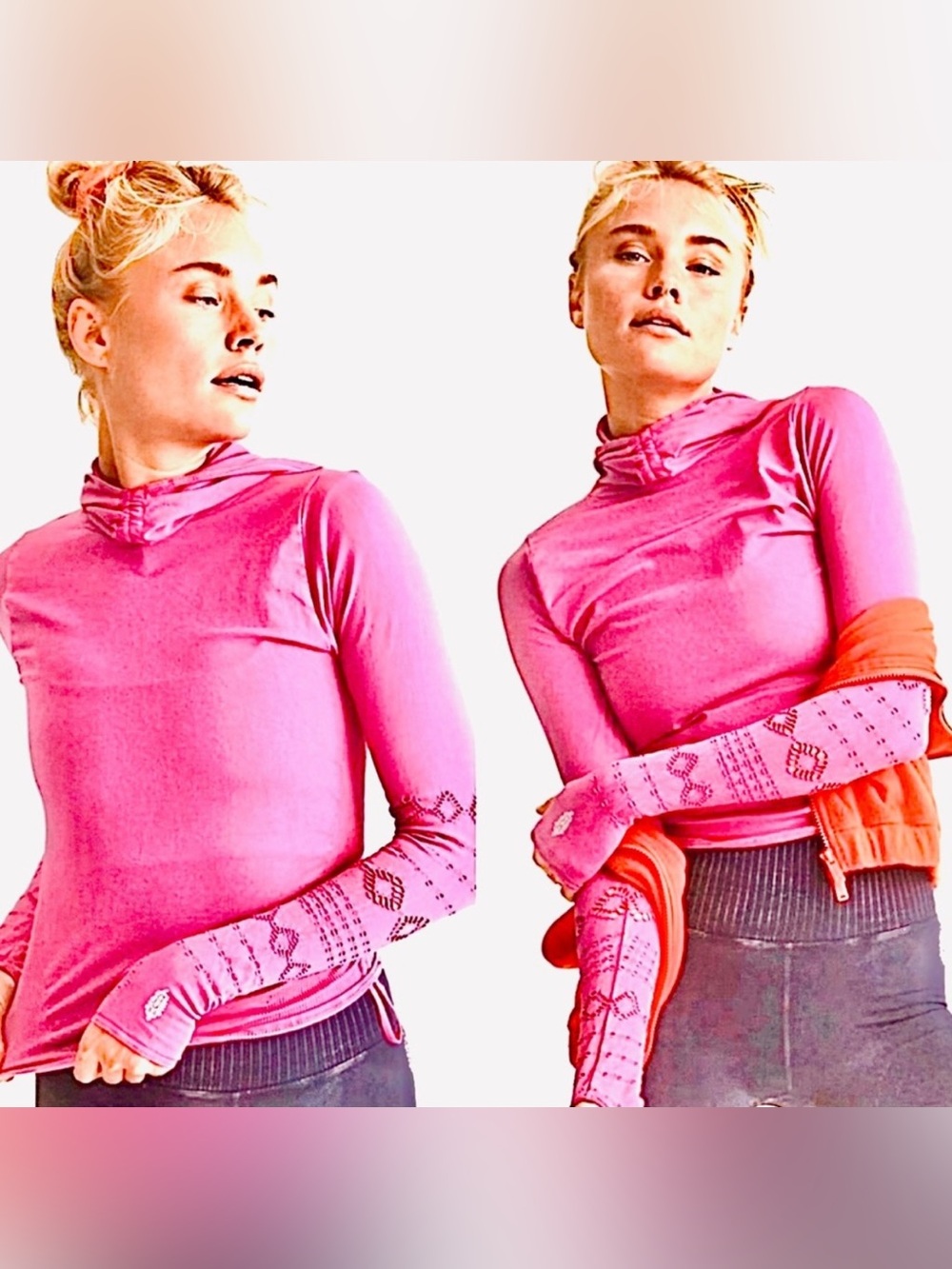 NEW Good Karma Long Sleeve Pink Hoodie from fP Movement by Free People XS/S